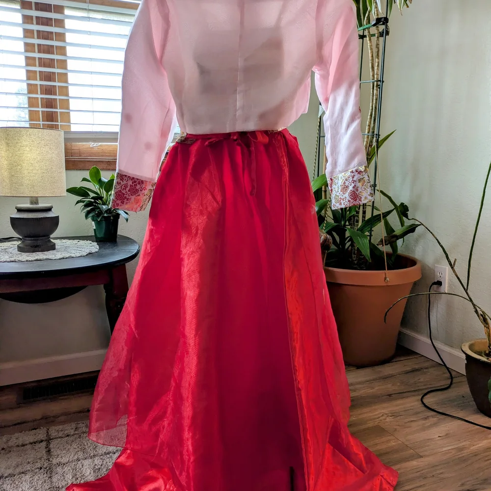 Hanbok Women Red And Pink Hanbok - Picture 6 of 9